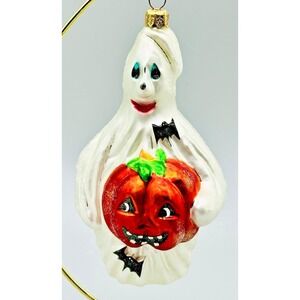 Christopher Radko Jack N Ghoul Ghost with Pumpkin Halloween Christmas Ornament